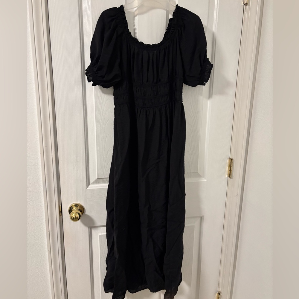 Black dress with puff sleeves